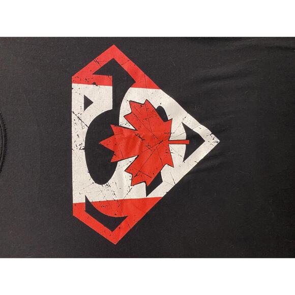 Canadian Pride Men's Black T-Shirt with Canadian Maple Leaf Superman Logo Large - Picture 3 of 5